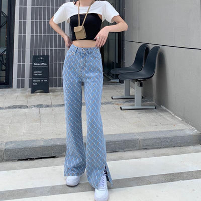 Pantalones Jeans Retro Hong Kong Talle Alto Pierna Ancha Mujer