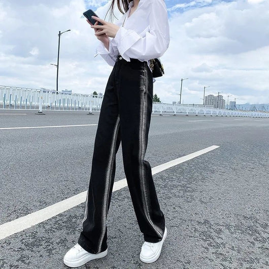Jeans Rectos con Degradado Negro