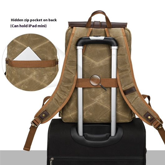 Mochila Hombre Cuero Crazy Horse Impermeable con Diseño Batik - Image 13