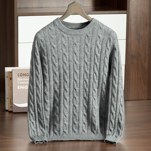 Camisa de Cachemira Pura para Hombre Cuello Redondo Tejido Reforzado - Image 3