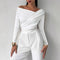 Blusa Asimétrica Elegante con Hombro Descubierto y Manga Larga