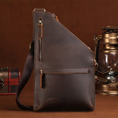 Bolsa de Pecho Bandolera Cuero Crazy Horse para Hombre