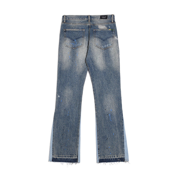 Jeans Casuales Desgastados con Efecto Salpicado de Agua