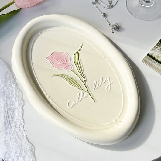 Plato de Cerámica con Relieve Tulipán Calla - Vajilla Francesa - Image 7