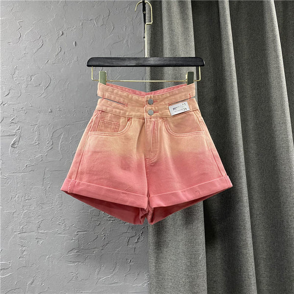 Shorts de Mezclilla Ancho Degradado para Mujer