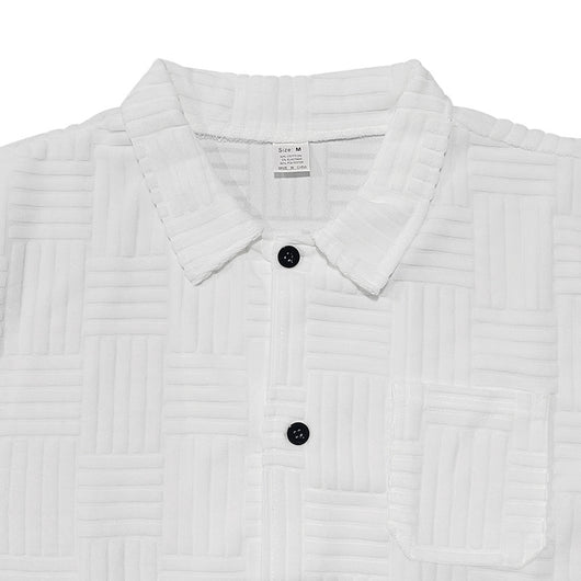 Camisa Casual Jacquard con Solapa y Botones - Conjunto Elegante para Hombre - Image 77