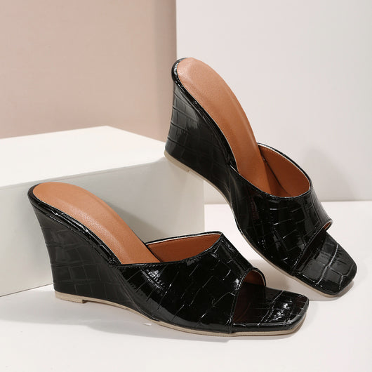 Sandalias Romanas de Cuña para Mujer con Tira Única y Textura Cuadros - Image 6