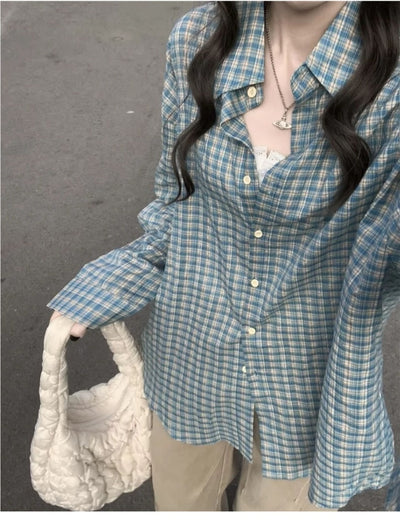 Camisa Cuadros Azul Primavera para Mujer - Image 8
