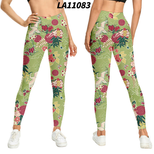 Medias de Talle Alto con Estampado Floral y Levantador de Glúteos
