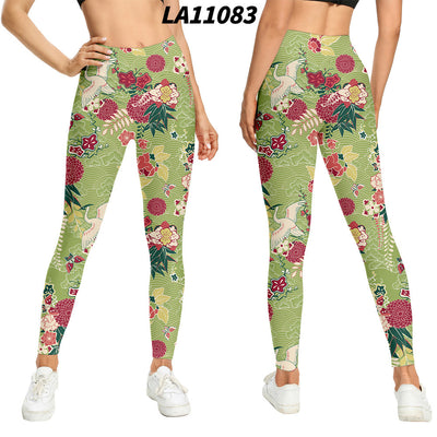 Medias de Talle Alto con Estampado Floral y Levantador de Glúteos