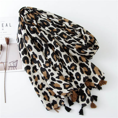 Pañuelo Dual Estampado Leopardo en Algodón, Lino y Seda - Image 11