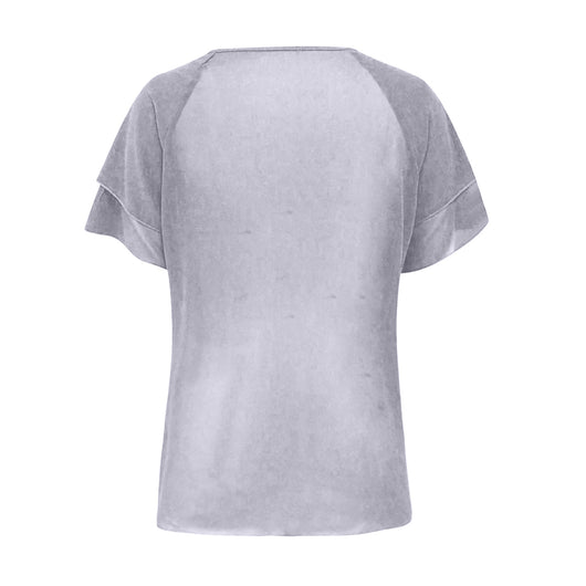 Blusa Chifón Mujer Cuello Redondo Capas Superpuestas Manga Corta - Image 15
