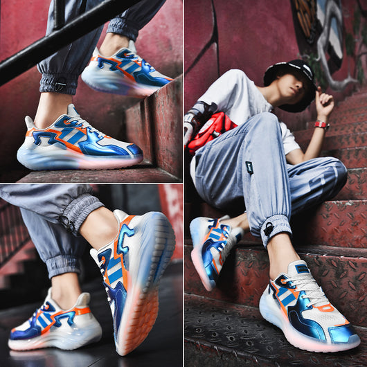 Zapatos Luminosos Talla Grande Respirable con Textura Jacquard y Punta Redonda - Image 12