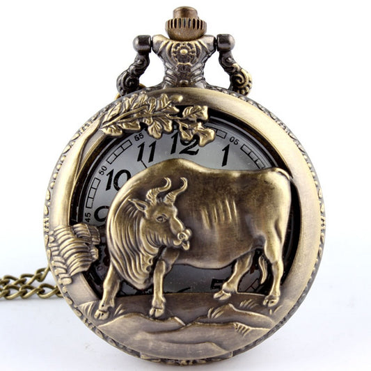 Reloj de Bolsillo Vintage con Cadena de Animales - Image 2