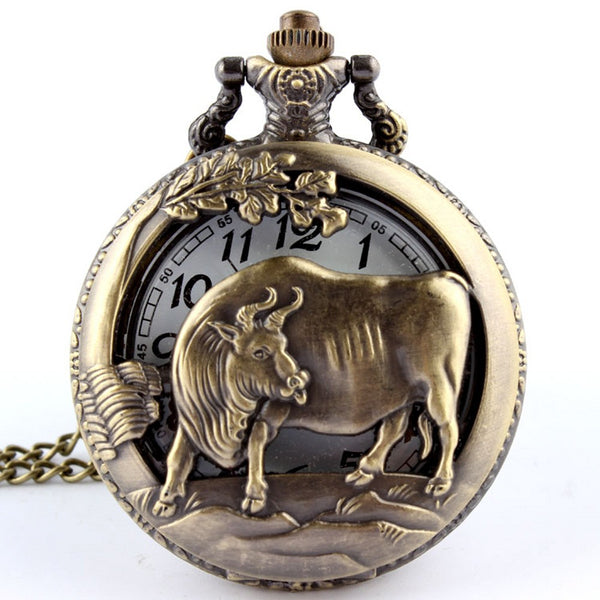 Reloj de Bolsillo Vintage con Cadena de Animales