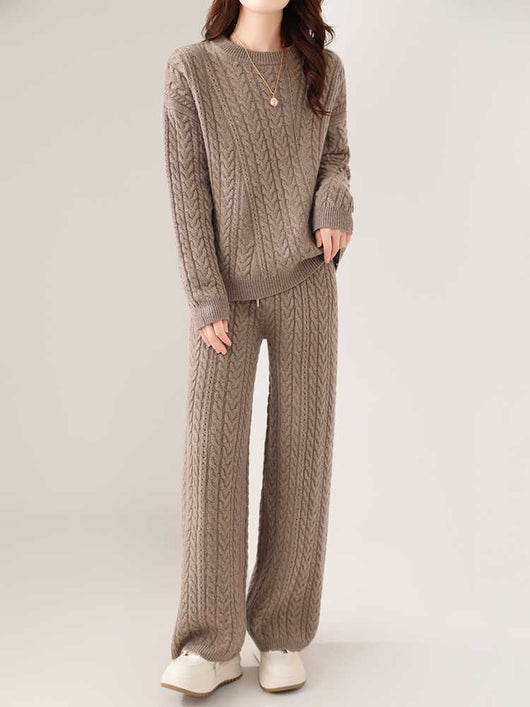 Conjunto de Suéter y Pantalón de Lana Pura para Mujer - Diseño Holgado y Adelgazante - Image 22