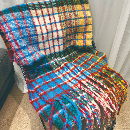 Bufanda Mohair Arcoíris Cuadros Invierno - Chal Cálido Versátil - Image 12
