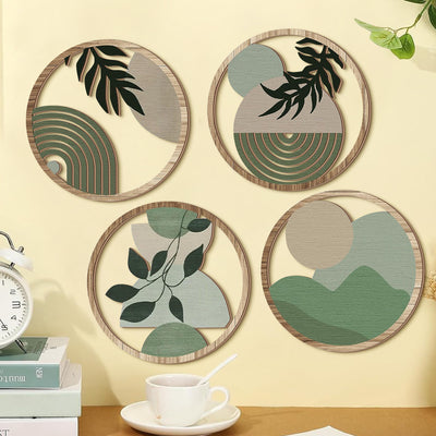 Pegatinas Decorativas de Pared Hojas Redondas Estilo Retro