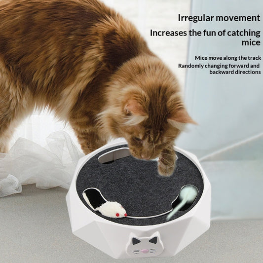 Juguete Interactivo Giratorio para Gatos con Ratón de Peluche y Motor Automático
