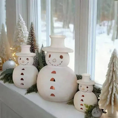 Adorno Navideño Muñeco de Nieve Retro en Resina