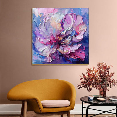 Cuadro Abstracto de Flores Púrpura Pintado a Mano - Lienzo para Decoración del Hogar - Image 3