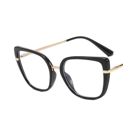 Blue and brown patterned butterfly frame anti-blue light glasses with gold-tone temples and blue temple tips. - Image 21