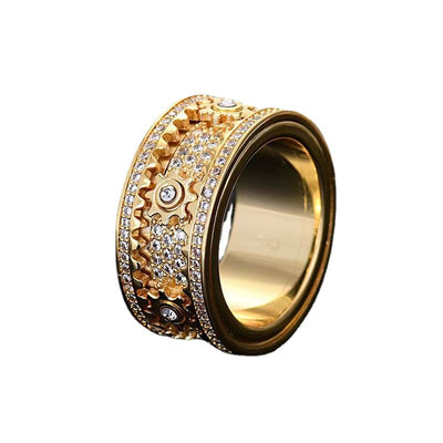 Anillo Titanio Acero Mecánico Full Diamond Diseño Personalidad - Image 8
