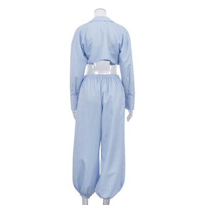 Conjunto de 3 Piezas: Blusa Rayada Cropped, Pantalón Jogger Holgado y Chaleco Casual - Image 15