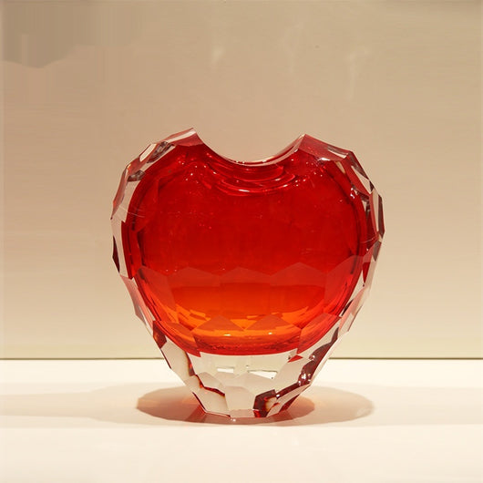 Jarrón de Cristal en Forma de Corazón con Degradado Rojo - Adorno de Lujo - Image 6
