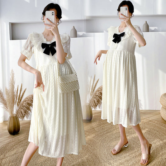 Vestido de Maternidad Midi con Estilo Moderno y Personalidad - Image 2