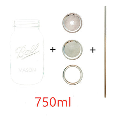 Botella Mason de Vidrio con Pajita para Jugos y Agua - Image 13