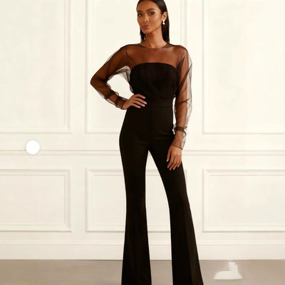 Jumpsuit Elegante de Cintura Alta con Malla y Tubo para Mujer - Image 8