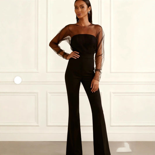 Jumpsuit Elegante de Cintura Alta con Malla y Tubo para Mujer - Image 8
