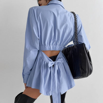 Blusa de Algodón con Cordones - Camisa Versátil de Manga Larga - Image 4