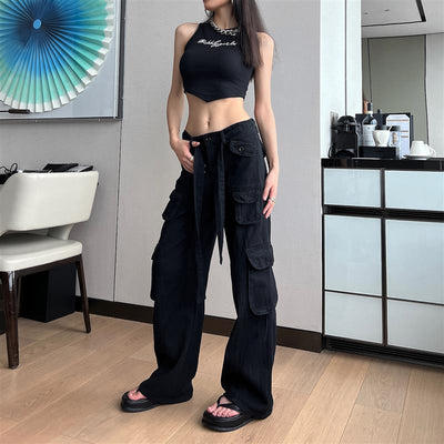 Jeans Cintura Baja Holgados con Cordones para Mujer - Image 7