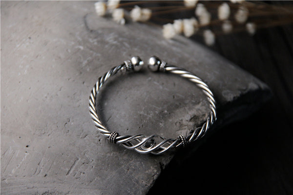 Pulsera de Plata Esterlina Retro Artesanal para Mujer