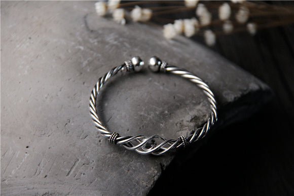 Pulsera de Plata Esterlina Retro Artesanal para Mujer