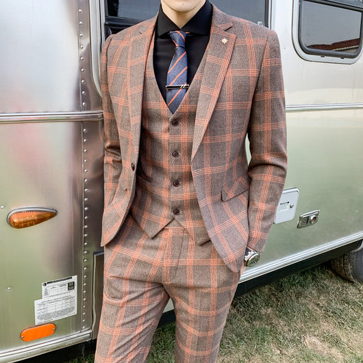 Traje Slim Fit 3 Piezas Fusión Coreana y Británica para Hombre - Image 3
