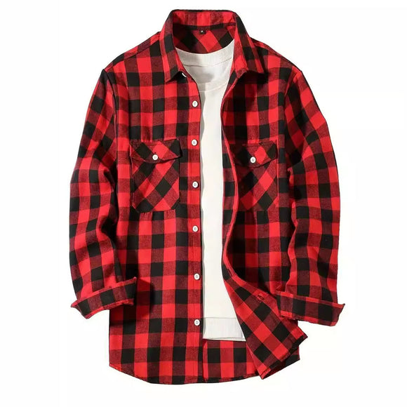 Camisa Cuadriculada Holgada de Polar para Hombre