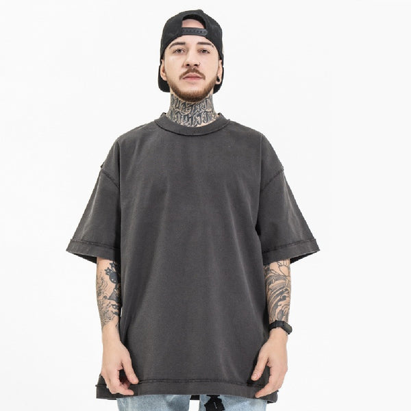 Camiseta Oversized Lavada de Algodón Pesado para Hombre