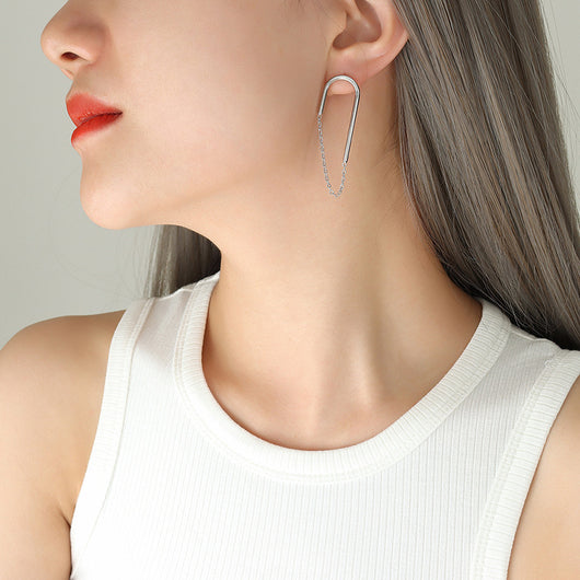 Aretes Cadena Estilo Europeo Americano en Forma de U - Image 5