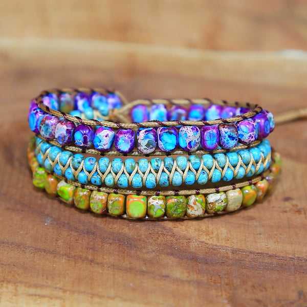 Pulsera Multicapa Retro Imperial de Pino para Hombre y Mujer