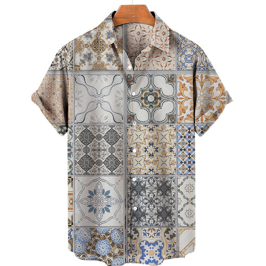 Camisa Vintage de Verano para Hombre Cuello V Talla 5XL - Image 15