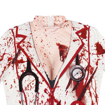 Vestido Largo Zombie Enfermera Halloween Ajustado Cuello Redondo - Image 7