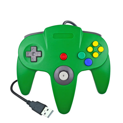 Red USB N64 style game controller for PC, featuring a D-pad, analog joystick, and colored A, B, C buttons. - Image 10