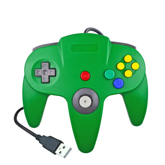 Red USB N64 style game controller for PC, featuring a D-pad, analog joystick, and colored A, B, C buttons. - Image 10