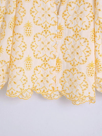 Blusa Elegante con Mangas Abullonadas y Bordado Exclusivo - Image 3
