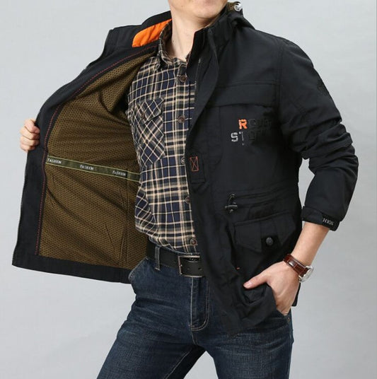 Chaqueta Casual Outdoor para Hombre - Talla Grande y Corte Largo