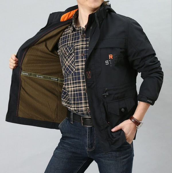 Chaqueta Casual Outdoor para Hombre - Talla Grande y Corte Largo