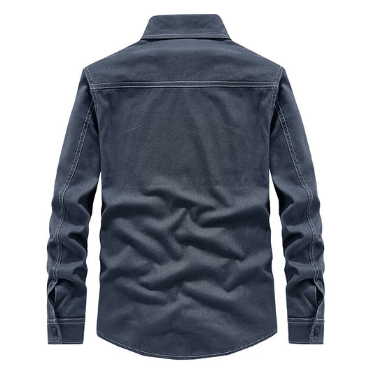 Camisa Denim Manga Larga Lavada para Hombre con Forro - Image 7